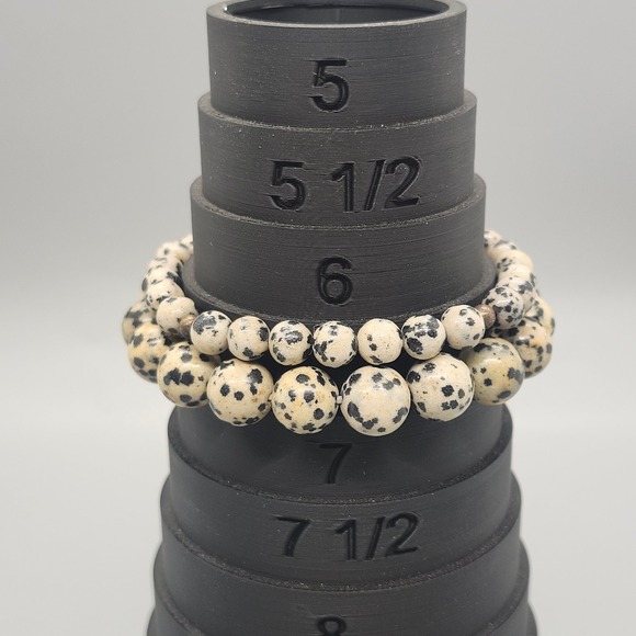 Unbranded Jewelry - Dalmatian Jasper Beaded Stretch Bracelet Stack 6.5" Natural Stone Gemstone